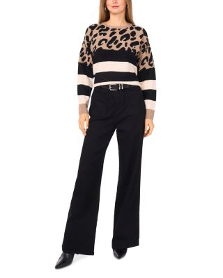 Leopard Stripe Crewneck Sweater