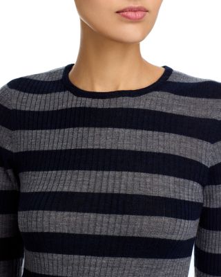 Rib Knit Long Sleeve Striped Sweater
