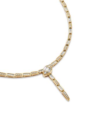 Diamond Serpent Lariat Necklace in 14K Yellow Gold, 3.50 tcw