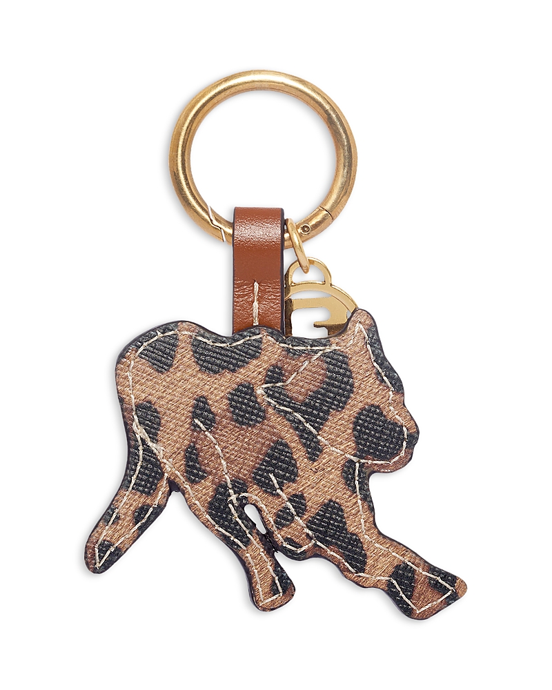 Gerard Darel Panther Leather Keychain In Brown