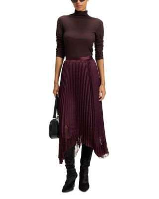 Velacey Pleated Asymmetric Maxi Skirt