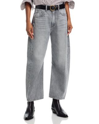 Charlie High Rise Ankle Barrel Jeans in Washed Grey