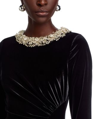 Velvet Jeweled Collar Gown