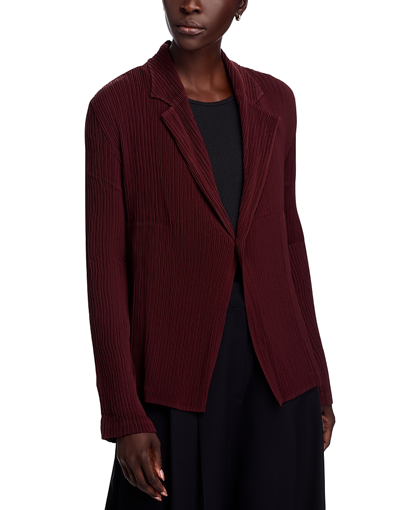 Issey Miyake Hatching Pleats Jacket In Red