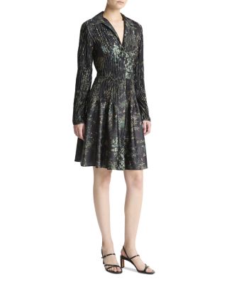  Grape Vine Crushed Satin Shirt Dress