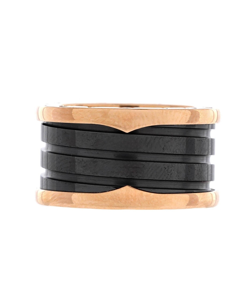 Pre-owned Pre-owned Bvlgari Bvlgari B. Zero1 Three Band Ring 18k Rose Gold And Ceramic