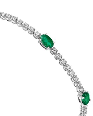 Gemstone & Diamond Tennis Bracelet in 14K White Gold
