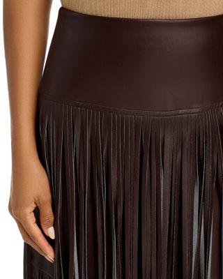 Karolina Faux Leather Fringe Skirt