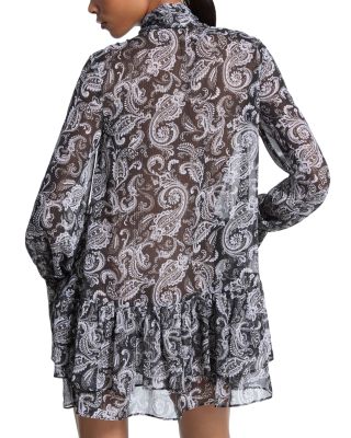 Paisley Tie Neck Mini Dress