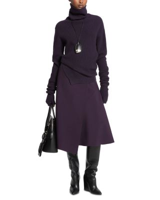 Cashmere Bias Turtleneck Sweater