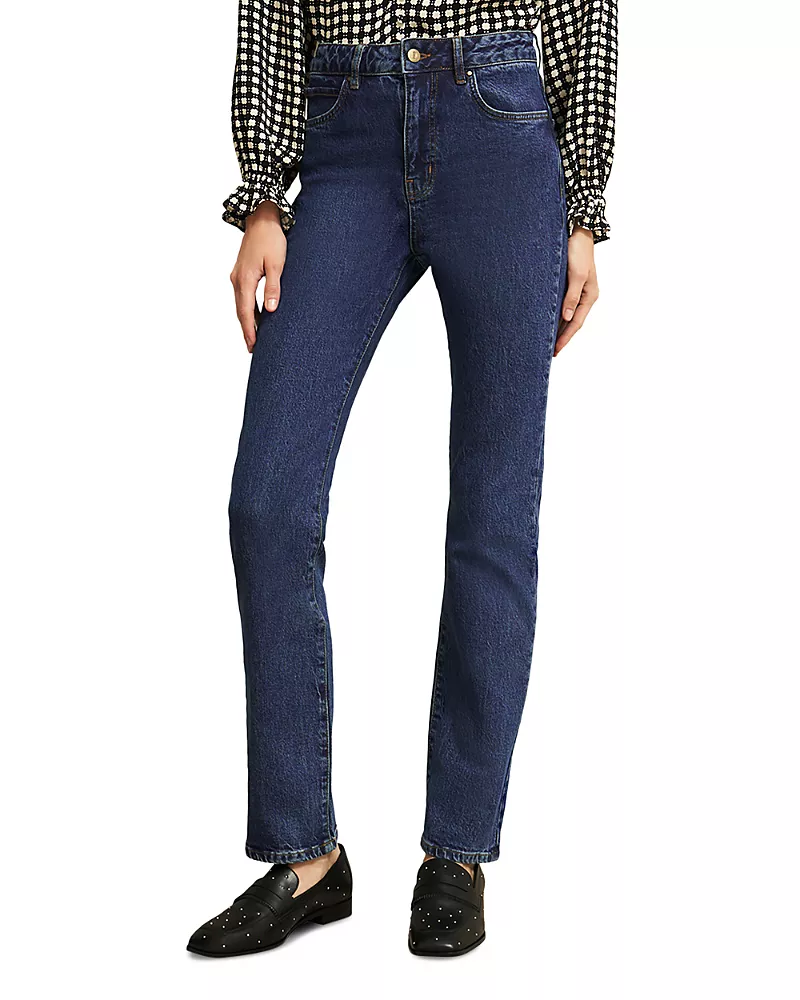 Hobbs London Foley High Rise Straight Leg Jeans in Dark Mid Wash