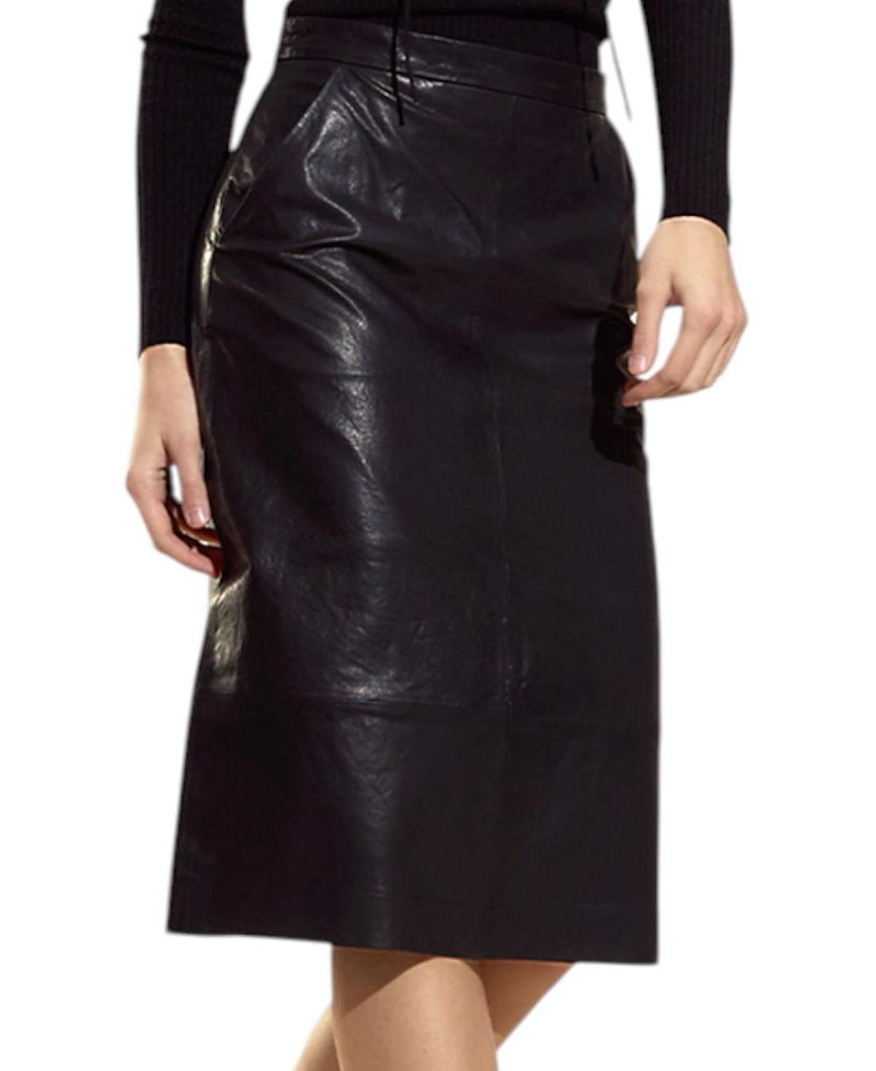 Cynthia Rowley The London Leather Midi Skirt In Black