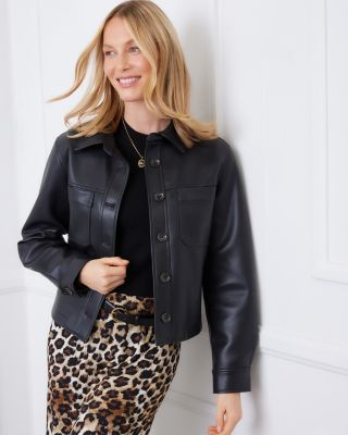 Faux Leather Cropped Jacket