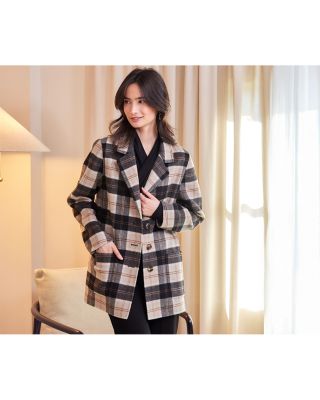 Oversized Brushed Plaid Jacket