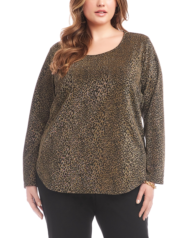 Karen Kane Metallic Knit Shirttail Top In Multi