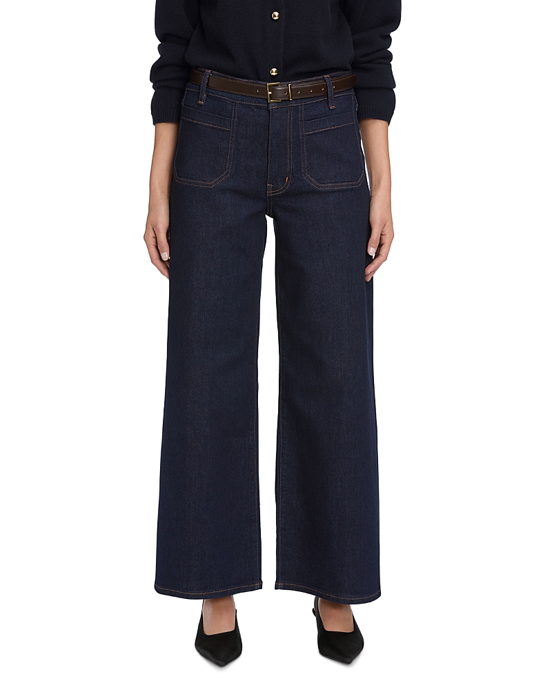 Frame Le Pixie Slim Palazzo Patch Pocket High Waist Wide Leg Jeans In Blue