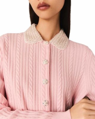 Mini Embellished Cable Knit Cardigan