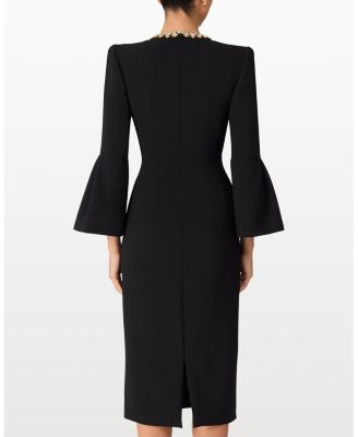 Margoni Bell-sleeve embellished midi dress