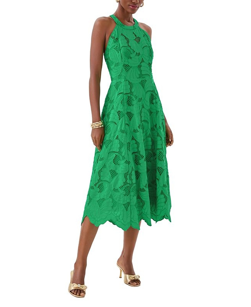 Lilly Pulitzer Denise Lace Halter Midi Dress In Green