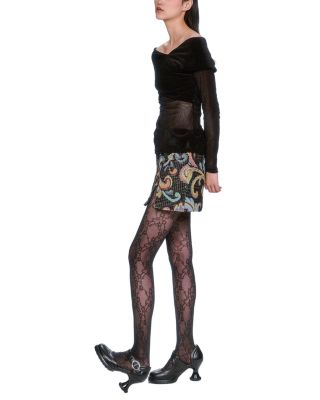 Velvet Mesh Off the Shoulder Top