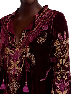 Embroidered Velvet Top