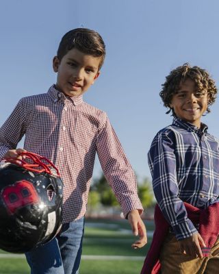 Boys' Organic Stretch Poplin Long Sleeve Button Down Shirt - Big Kid