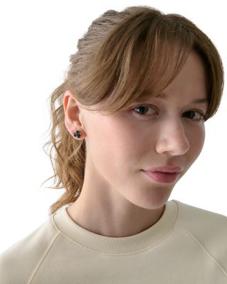 Spade Flower Stone Stud Earrings