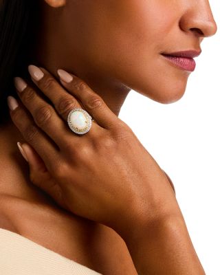 Opal & Diamond Limited Edition Halo Ring in 14K Yellow & White Gold