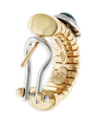 18K Yellow Gold Via&nbsp;Giardino Blue Sapphire & Diamond Tubogas Huggie Hoop Earrings