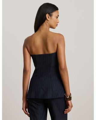 Pinstripe Wool Blend Twill Bustier
