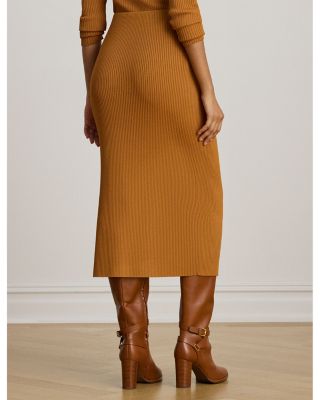 Rib Knit Pencil Midi Skirt