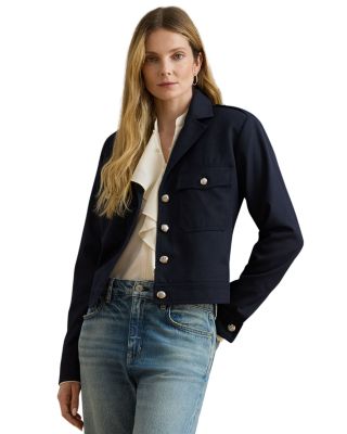 Cropped Wool Blend Twill Jacket