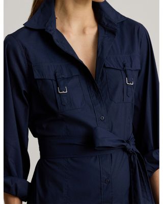 Buckle Trim Cotton Blend Dress