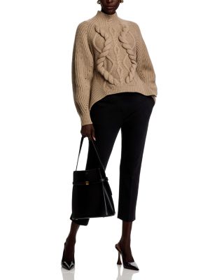 Fibona Wool & Cashmere Turtleneck Cable Knit Sweater