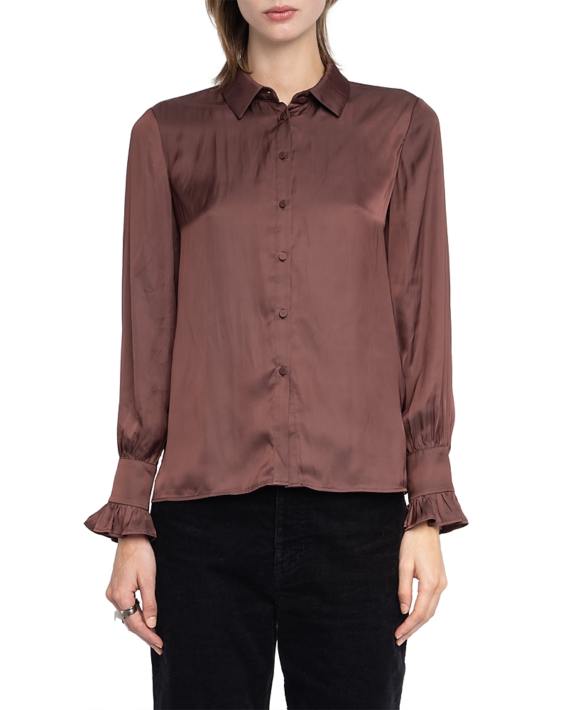 Zadig & Voltaire Thely Satin Blouse In Burgundy