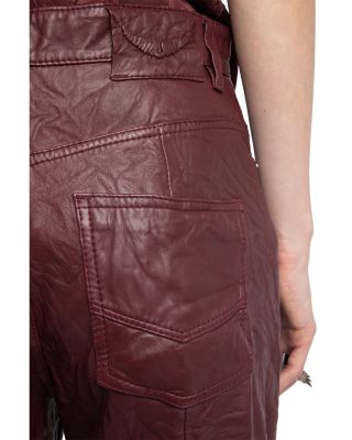 Evy Crinkled Leather Flared Pants