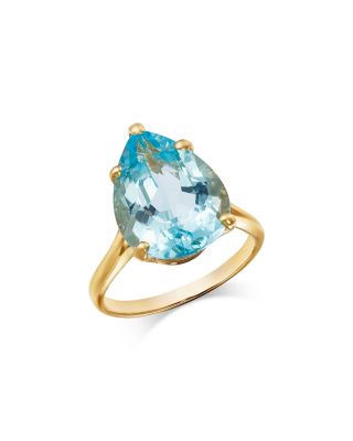 Sky Blue Topaz Pear Ring in 14K Yellow Gold