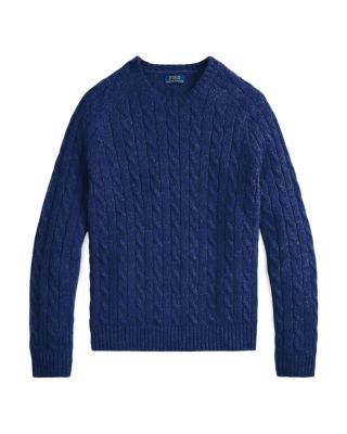 Suede-Patch Cable-Knit Sweater