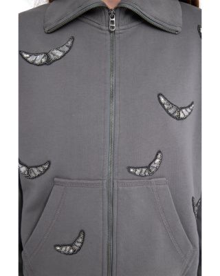 Milly Embellished Zip Sweatshirt