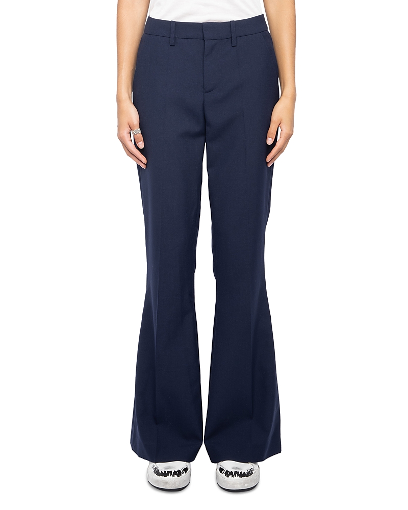 Zadig & Voltaire Prevy Tailleur Flare Leg Pants In Blue
