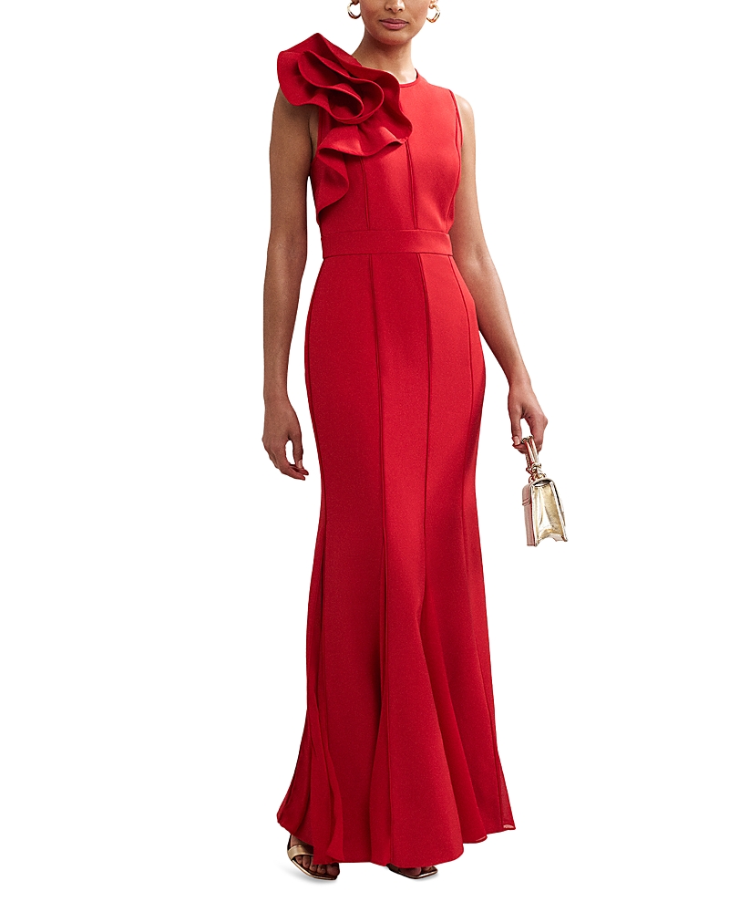 Phase Eight Tyra Ruffle Trim Dress In Red