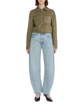 The Bubble High Rise Crop Barrel Leg Jeans in Rapture Raw Fray