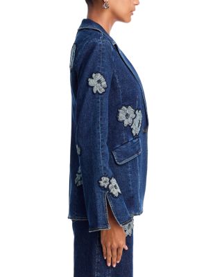 Milly Denim Appliqu&amp;eacute; Blazer