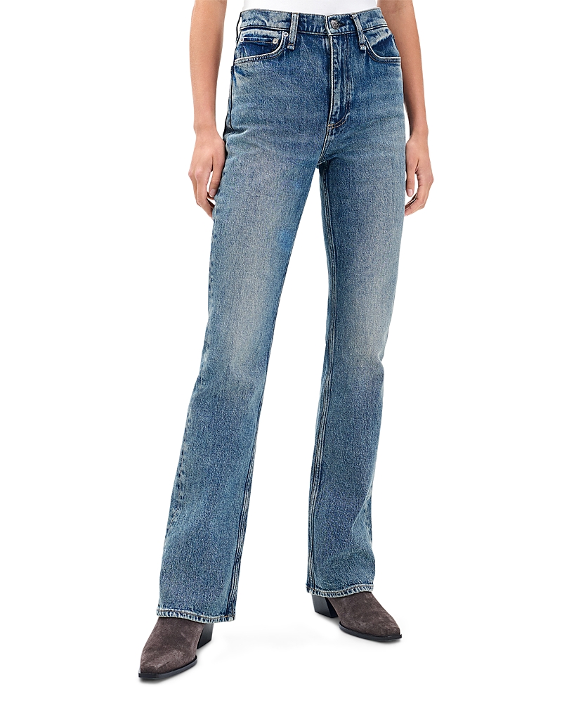 Rag & Bone Peyton High Rise Full Length Bootcut Jeans In Pikes In Blue