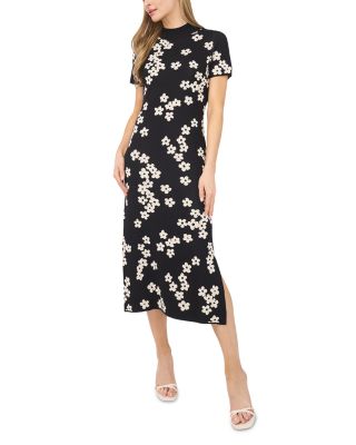 Floral Print Mock Neck Dress