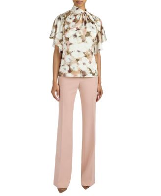 Joyce Mock Neck Blouse with Short Cape Sleeves Top