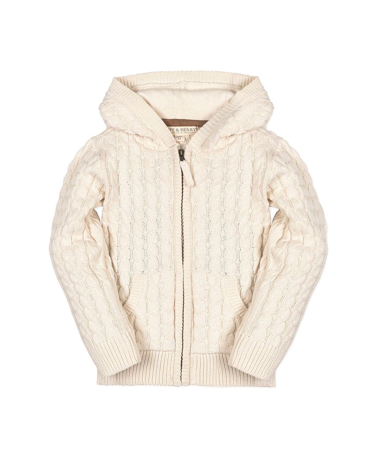 Hope & Henry Boys' Organic Long Sleeve Full Zip Hooded Sweater with Elbow Patches - Little Kid, Big Kid