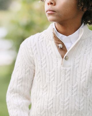 Boys' Organic Mock Neck Cable Sweater - Little Kid, Big Kid