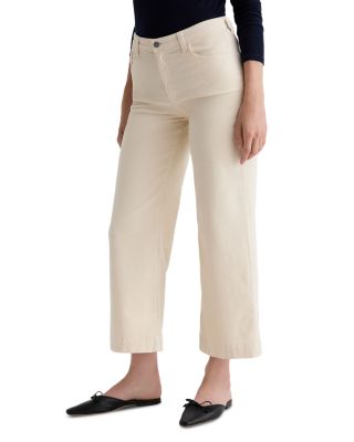 Saige Wide Leg Crop Corduroy Jeans in Opal Stone