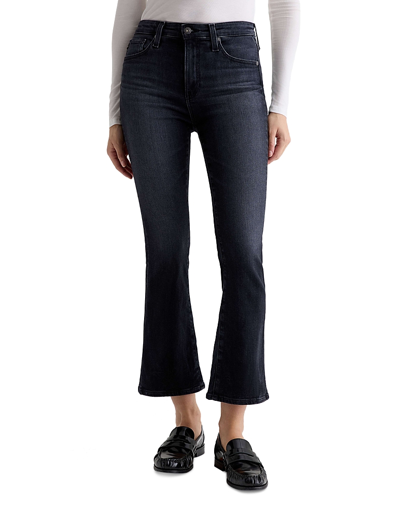 Ag Farrah Mid Rise Cropped Bootcut Jeans In Glitch In Blue